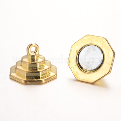 ループ付きバイコーン真鍮マグネットクラスプ  ゴールドカラー  16x11mm  穴：1.5mm&nbsp;KK-I607-06B-G