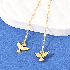 Bird Brass Micro Pave Clear Cubic Zirconia Ear Thread&nbsp;EJEW-H182-11G