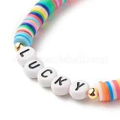 30Pcs 30 Style Polymer Clay Heishi Beaded Stretch Bracelets Set with Inspiration Word&nbsp;BJEW-JB07593