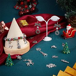 96個16スタイルチベットスタイルアロイペンダント  鉛フリー＆カドミウムフリー  クリスマスのために  混合形状  アンティークシルバー  15~36x10~22x1.5~5mm  穴：1.2~2.5mm  6個/スタイル&nbsp;FIND-SC0004-75
