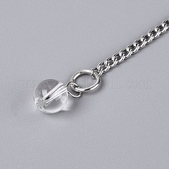 天然水晶dowsingペンダントペンダント  鉄のチェーン付き  六角錐チャーム  230~237mm&nbsp;AJEW-N005-01H