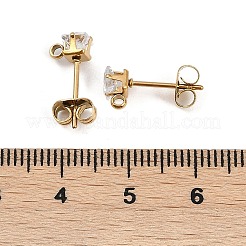 Ion Plating(IP) 304 Stainless Steel Cubic Zirconia Stud Earring Findings&nbsp;STAS-P373-06A-04