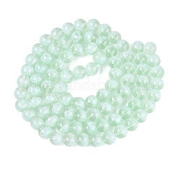 透明な半分スプレー塗装されたガラスビーズの連  ラウンド  アクアマリン  10mm  穴：1~1.2mm  約81~86個/連  29.72~31.69インチ（75.5~80.5cm）&nbsp;GLAA-Q110-02A-02