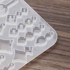 ペンダントシリコンモールド  イヤリング型  ジェッソ樹脂鋳造金型  混合図形  ホワイト  85x86x4mm&nbsp;AJEW-S041-03B