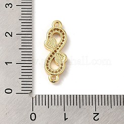 Rack Plating Brass Micro Pave Clear Cubic Zirconia Connector Charms&nbsp;KK-D088-42G