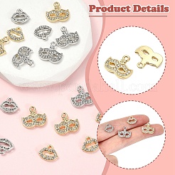 8pcs4スタイルアロイラインストーンペンダント  マスクと唇のチャーム  ミックスカラー  9~12x11~14x1.5~2mm  穴：1.5mm  2個/スタイル&nbsp;ALRI-YW0001-36
