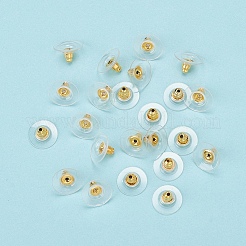 50Pairs Brass Bullet Clutch Bullet Clutch Earring Backs with Pad&nbsp;KK-YW0001-02G