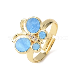 Brass Micro Pave Cubic Zirconia Finger Rings&nbsp;RJEW-C152-01G