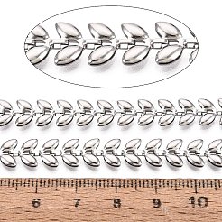 304ステンレス鋼製ウィートリンクチェーン  ハンダ付け  スプールで  変色なし  ステンレス鋼色  7.5x7.5x2mm  約32.81フィート（10m）/ロール&nbsp;CHS-Q009-09P