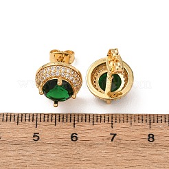 真鍮製 マイクロパヴェ キュービックジルコニア スタッドピアス 女性用  半円  18KGP本金メッキ  12.5mm&nbsp;EJEW-F418-05G