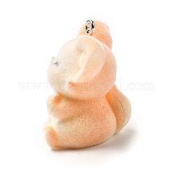 フロッキー不透明樹脂ペンダント  キツネ  プラチナ鉄ループ付き  ビスク  31x30x23mm  穴：2mm&nbsp;FIND-I044-18A