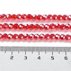 電気メッキガラスビーズ連売り  パール光沢メッキ  ファセット（32ファセット）  ラウンド  レッドオレンジ  4mm&nbsp;EGLA-R015-4mm-23