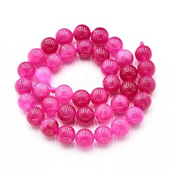 天然石クォーツビーズ連売り  染め  ラウンド  模造ロードナイト  濃いピンク  10~10.5mm  穴：1~1.2mm  約37~38個/連  14.76~15.16インチ（37.5~38.5cm）&nbsp;G-N355-10mm-48