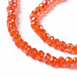 電気メッキガラスビーズセット  ABカラーメッキ  ファセットロンデル  レッドオレンジ  2.9~3.3x2mm  穴：0.5mm  約135~140個/連  32~34cm&nbsp;LS-EGLA-R048-2mm-21