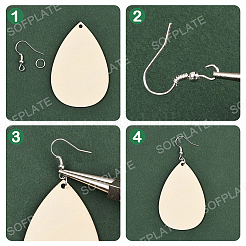 木製の大きなペンダント  ジュエリー作りのための  混合図形  24.5~61x31~60x1.5~3mm  穴：2~3mm&nbsp;WOOD-SP0001-61