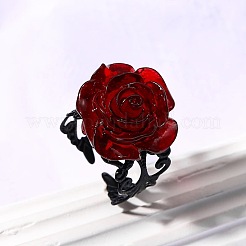 鉄と樹脂製のカフオープンリング  花  暗赤色  内径：21mm&nbsp;FS-WGB0C08-01