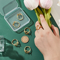 6Pcs Rack Plating Oval Brass Micro Pave Cubic Zirconia Adjustable Ring Components&nbsp;KK-UN0003-38