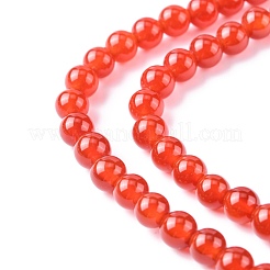 天然石カーネリアンビーズ連売り  グレードA  染め  ラウンド  レッド  6mm  穴：1mm&nbsp;X-G-C076-6mm-2A