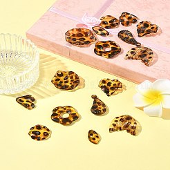 16個8スタイル透明アクリルパーツ  ヒョウプリント模様  混合図形  19~29x10.5~26x4.5~8.5mm  穴：1.4~2.8mm  2個/スタイル&nbsp;OACR-FS0004-06