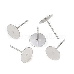 Non-Tarnish 304 Stainless Steel Flat Round Blank Peg Stud Earring Findings&nbsp;A-STAS-S028-37