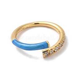 Rack Plating Brass Cubic Zirconia Open Cuff Rings for Women&nbsp;RJEW-S407-04G