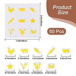 塩ビプラスチック粘着ステッカー  パーティーデコラティブプレゼント用  ゴールデンロッド  90x90x0.1mm&nbsp;STIC-WH20002-04B