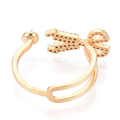 Scissors Shape Brass Micro Pave Clear Cubic Zirconia Cup Peg Ring Settings&nbsp;KK-T076-11G