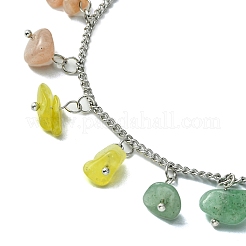 Chakra Theme Natural & Synthetic Mixed Gemstone Nugget Charm Bracelets&nbsp;BJEW-TA00401