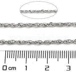 変色しにくい304ステンレススチールロープチェーン  溶接されていない  スプールで  ステンレス鋼色  3x2x0.5mm  約328.08フィート（100m）/ロール&nbsp;CHS-C010-01B-P