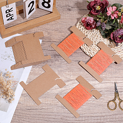 紙糸巻き板100枚  フロスボビン  クロスステッチ刺繡用綿糸クラフトDIY縫製収納  淡い茶色  100x86x1mm&nbsp;SENE-SC0001-04