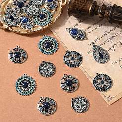 6Pcs 6 Styles Bohemian Alloy with Dyed Natural Gemstone Pendants and Alloy Enamel Pendants&nbsp;FIND-CJ0005-90
