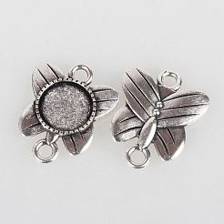 Tibetan Style Alloy Cabochon Connector Settings&nbsp;TIBEP-N004-03AS