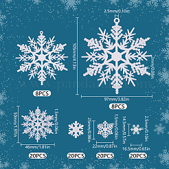 クリスマスのプラスチック製スノーフレークペンダントとカボションの製作キット  ホワイト  16.5~105x14.5~97x1.2~2.5mm  穴：2.5~3mm&nbsp;DIY-SC0026-70