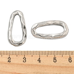 変色しない304ステンレススチール製リンクリング  テクスチャー  ステンレス鋼色  26x13x2.5mm  内径：19.5x7mm&nbsp;STAS-A095-01P