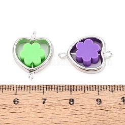 Polymer Clay Flower Beads with CCB Plastic Heart Frame Connector Charms&nbsp;CLAY-T022-28M