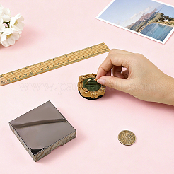 丸い木製リングディスプレイトレイ  指輪オーガナイザーホルダー  ベルベットマット付き  グリーン  4.75x1.7cm&nbsp;RDIS-WH0032-006B