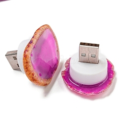 染色＆加熱処理された天然瑪瑙スライス USB ナイトライトデコレーション  寝室のインテリアに使えるヒーリングストーンナイトランプ  ミックスカラー  38~67.5x33~41x26~27mm&nbsp;G-Q170-01