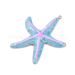 304ステンレススチールエナメルビッグペンダント  ゴールドカラー  空色  52x46x6mm  穴：1.8mm&nbsp;STAS-Z172-03G-01