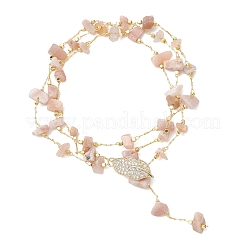 Natural Sunstone Chip Handmade Link Chain Necklaces&nbsp;NJEW-JN05811-03