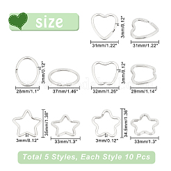 50Pcs 5 Style Iron Keychain Clasps&nbsp;FIND-CA0003-95