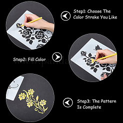 6Pcs 6 Styles Flower Theme PET Plastic Hollow Out Drawing Painting Stencils Templates&nbsp;DIY-WH20009-46