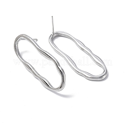 変色しない304ステンレススチールツイスト中空楕円スタッドピアス（女性用）  ステンレス鋼色  35x13mm  ピン：0.7mm&nbsp;EJEW-F300-05P
