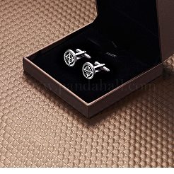 8個4スタイル304ステンレススチールカフスボタン  アパレルアクセサリのカフスボタンパーツ  アンティークシルバー  2個/スタイル&nbsp;STAS-SZ0001-63