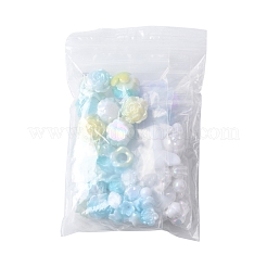レインボー虹色メッキアクリルビーズ  パールカラーの  混合図形  ミックスカラー  10~40x8~42x4~11mm  穴：1.2~7mm  15g /スタイル&nbsp;OACR-FS0001-99B