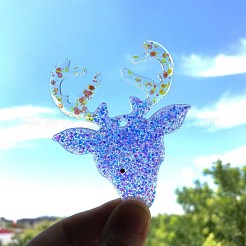 DIY クリスマス トナカイ ヘッド ペンダント シルエット シリコン モールド  レジン型  UVレジン用  エポキシ樹脂工芸品作り  ドジャーブルー  82x72x6mm  穴：3mm&nbsp;LS-SIMO-B006-04