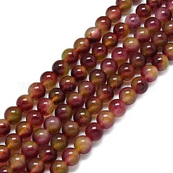 天然石マレーシアジェイドビーズ連売り  染め＆加熱  ラウンド  コーヒー  8mm  穴：1mm  約48個/連  15.08''~15.16''（38.3~38.5センチメートル）&nbsp;G-B165-C05-8mm