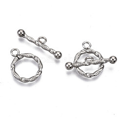 変色しにくい201ステンレススチールのトグル留め具  テクスチャ  リング  ステンレス鋼色  リング：19x15x2mm  穴：2mm  バー：25x7x4mm  穴：2mm.&nbsp;X-STAS-R115-03