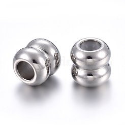 201ステンレスビーズ  内部のゴムと  スライダービーズ  コラム  ステンレス鋼色  9x9mm  穴：4.5mm  ゴム穴：2mm&nbsp;STAS-O110-18P-A