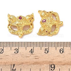 真鍮マイクロパヴェホットピンクキュービックジルコニアフォックスマスクコネクターチャーム  18KGP本金メッキ  17.5x18x5.5mm  穴：1.2mm&nbsp;X-KK-H526-11G-01