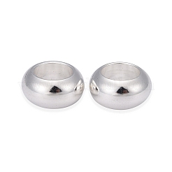 304ステンレススチールビーズ  ロンデル  大穴ビーズ  銀  10x5mm  穴：6mm&nbsp;X-STAS-E436-10S
